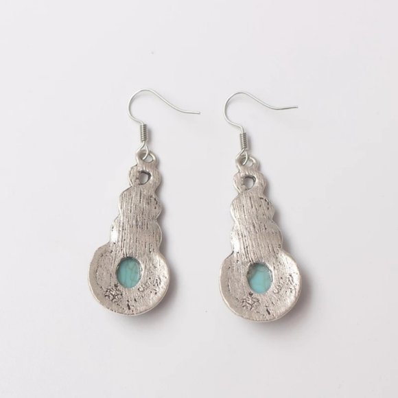 New Blue Crystal Inlaid Water Drop Earrings - Picture 6 of 6